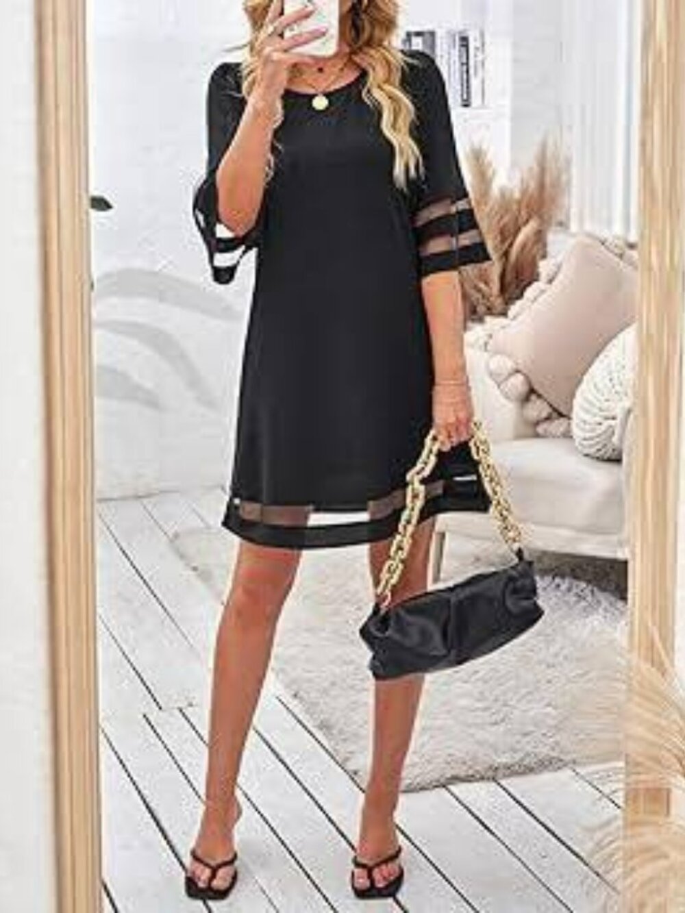 NWOT Black Dress with Mesh Lining